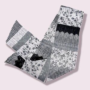Mixed Patchwork Print Black White Grey Checkered Floral Light Scarf
